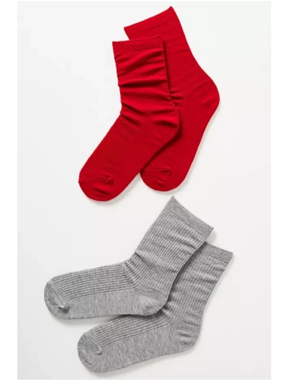 Anthropologie Socks Ribbed Trouser Socks Red and Gray Crew Socks